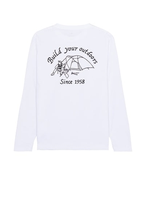 Snow Peak Snow Peak Camping Club Long Sleeve T-Shirt in White - White. Size L (also in M, S, XL/1X).