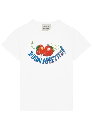 Damson Madder Buon Appetito Printed Cotton T-shirt - White - 10 (UK10 / S)