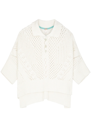 Free People To The Point Pointelle-knit Polo top - White - M (UK 12-14 / M)
