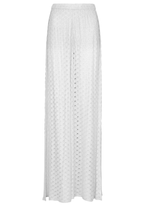 Missoni Metallic Wide-leg Fine-knit Trousers - White - 40 (UK8 / S)