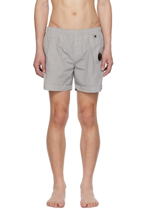 C.P. Company Gray Garment-Dyed Swim Shorts