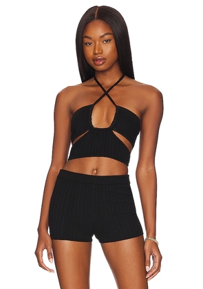 h:ours Sinclair Cropped Top in Black. Size L.