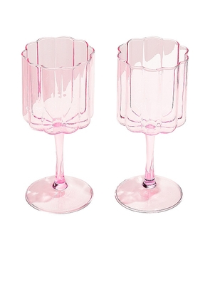 Fazeek Wave Wine Glasses Set of 2 in Pink.