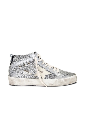 Golden Goose Mid Star Sneaker in Metallic Silver. Size 38, 39.