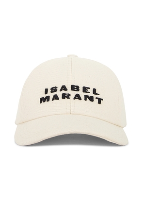 Isabel Marant Tyron Logo Canvas Hat in White. Size 59.