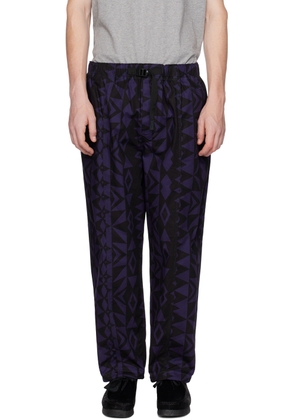 South2 West8 Black & Purple Belted Track Pants
