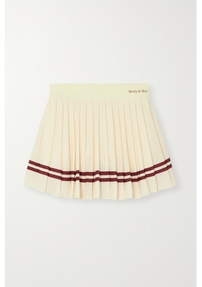 Sporty & Rich - Striped Pleated Stretch-jersey Mini Skirt - Neutrals - x small,small,medium,large,x large