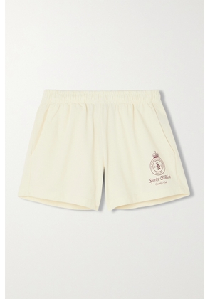 Sporty & Rich - Crown Disco Printed Cotton-jersey Shorts - White - x small,small,medium,large,x large