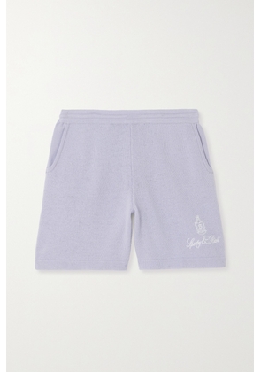 Sporty & Rich - Vendome Embroidered Cashmere Shorts - Purple - small,medium,large,x large