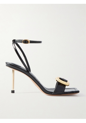 Jacquemus - Regalo Embellished Croc-effect Glossed-leather Sandals - Black - FR35,FR36,FR37,FR38,FR39,FR40,FR41