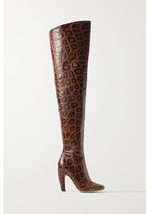 Bottega Veneta - Canalazzo Croc-effect Leather Over-the-knee Boots - Brown - EU 38,EU 39,EU 39.5,EU 40