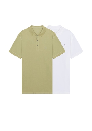 ALLSAINTS Reform 2 Pack Polo in Green. Size M, S, XL/1X, XXL/2X.