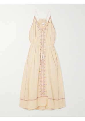 Marant Étoile - Siana Belted Embroidered Cotton-gauze Maxi Dress - Yellow - FR34,FR36,FR38,FR40,FR42,FR44