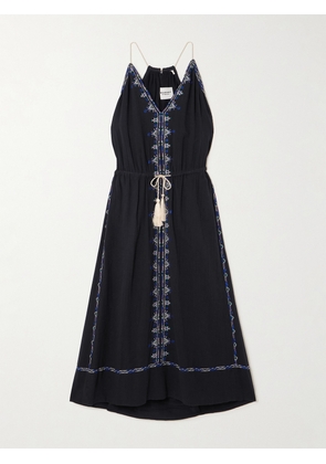 Marant Étoile - Siana Belted Embroidered Cotton-gauze Midi Dress - Black - FR34,FR36,FR38,FR40,FR42,FR44