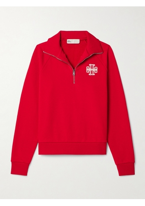 TORY SPORT - Terry-trimmed Cotton-jersey Sweatshirt - Red - x small,small,medium,large,x large