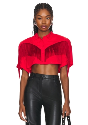 FIORUCCI Fringed Shirt in Red. Size 36, 42.