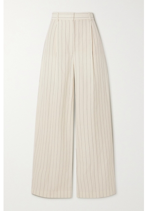 Max Mara - Giuliva Pinstriped Linen And Cotton-blend Pants - White - UK 2,UK 4,UK 6,UK 8,UK 10,UK 12,UK 14,UK 16,UK 18