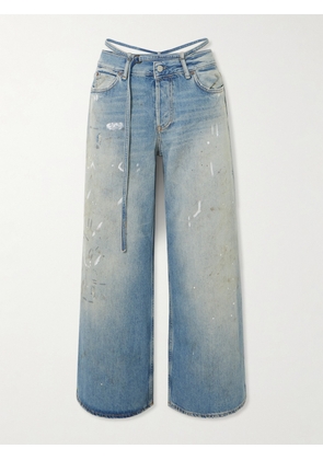 Acne Studios - Trafalgar Tie-detailed Distressed Wide-leg Jeans - Blue - EU 32,EU 34,EU 36,EU 38,EU 40,EU 42