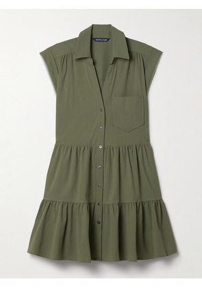 Veronica Beard - Trisha Tiered Cotton-blend Seersucker Mini Shirt Dress - Green - x small,small,medium,large