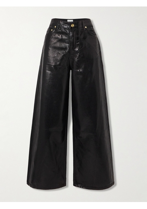 GANNI - Coated Mid-rise Wide-leg Organic Jeans - Black - 24,25,26,27,28,29,30,31,32