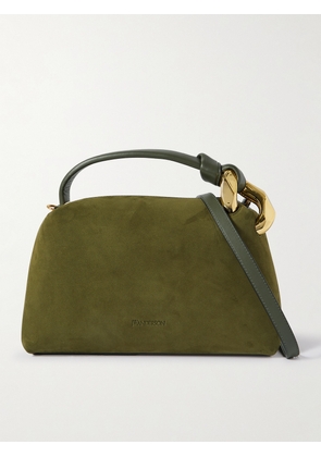 JW Anderson - Jwa Corner Small Chain-embellished Nubuck And Leather Shoulder Bag - Green - One size