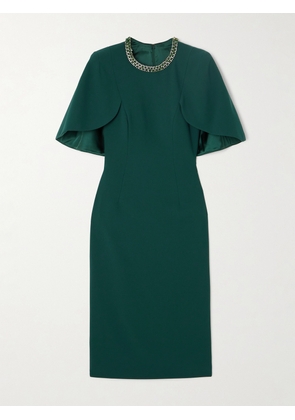 Jenny Packham - Flirtini Cape-effect Crystal-embellished Crepe Midi Dress - Green - 6,8,10,12,14