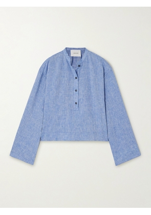 BONDI BORN - Leiden Organic Linen Shirt - Blue - x small,small,medium,large,x large