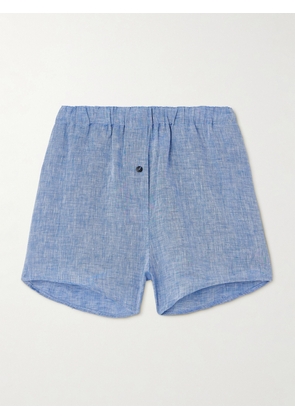 BONDI BORN - Leiden Organic Linen Shorts - Blue - x small,small,medium,large,x large