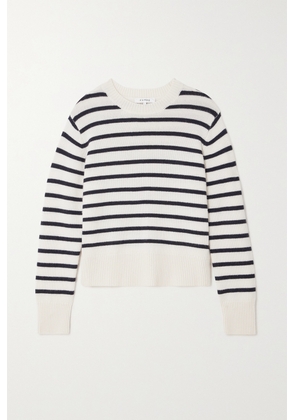 FRAME - Striped Cashmere Sweater - White - xx small,x small,small,medium,large