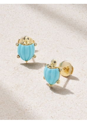 Yvonne Léon - 9-karat Gold, Turquoise And Diamond Earrings - One size