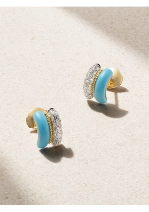 Yvonne Léon - 9-karat Yellow And White Gold, Turquoise And Diamond Earrings - One size