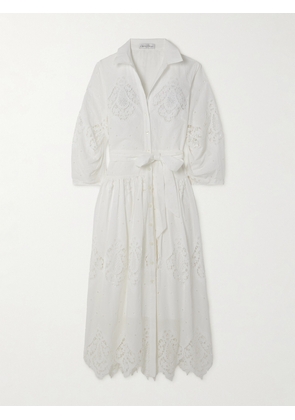 Cara Cara - Raya Broderie Anglaise Cotton Midi Shirt Dress - White - US0,US2,US4,US6,US8,US10,US12