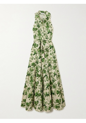 Cara Cara - Adriana Tiered Floral-print Cotton-poplin Maxi Dress - Green - US0,US2,US4,US6,US8,US10