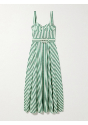 Cara Cara - Calypso Belted Striped Woven Midi Dress - Green - US0,US2,US4,US6,US8,US10,US12