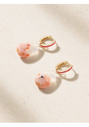 Andrea Fohrman - 14-karat Gold, Agate And Enamel Hoop Earrings - Pink - One size