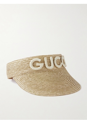 Gucci - Appliquéd Straw Visor - Neutrals - S,M