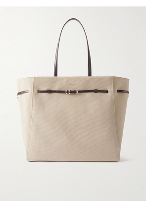 Givenchy - Voyou Buckle-embellish Leather-trimmed Canvas Tote - Neutrals - One size