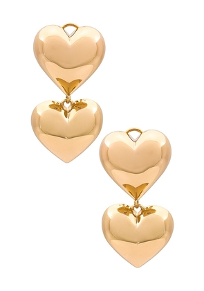 Lili Claspe Double Bubble Heart Earrings in Metallic Gold.