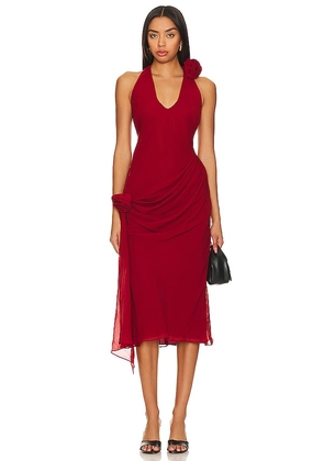 Lovers and Friends Shayla Midi Dress in Burgundy. Size S.
