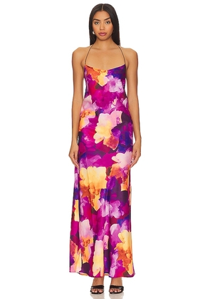 Plush Silky Watercolor Maxi Dress in Fuchsia. Size XS.