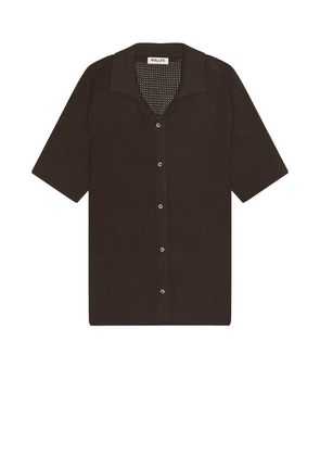 ROLLA'S Bowler Grid Knit Shirt in Brown. Size M, S, XL/1X.