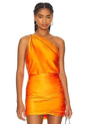 The Sei One Shoulder Cowl Top in Tangerine. Size 4.