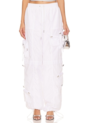SER.O.YA Alba Ruched Cargo Pant in White. Size XS, XXS.