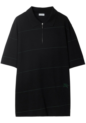 Burberry logo-embroidered striped polo shirt - Black