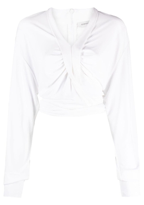 Christopher Esber Carved crossover-detailing cropped blouse - White