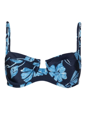 PatBO Nightflower floral-print bikini top - Blue