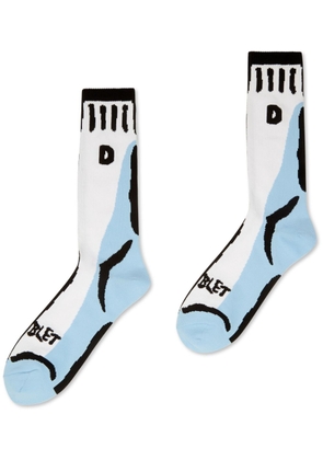 Doublet Two Dimensional pattern-intarsia socks - White