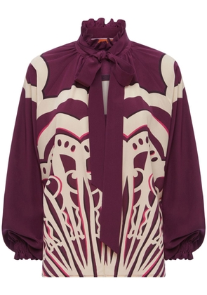 La DoubleJ Cerere geometric-print silk blouse - Purple