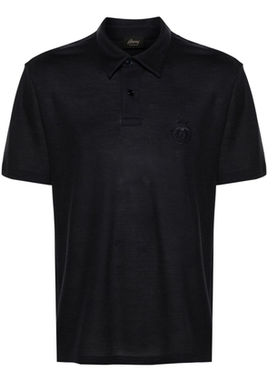 Brioni logo-embroidered wool polo shirt - Blue