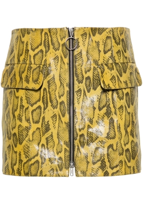 STAND STUDIO Elvira snakeskin-print leather miniskirt - Yellow